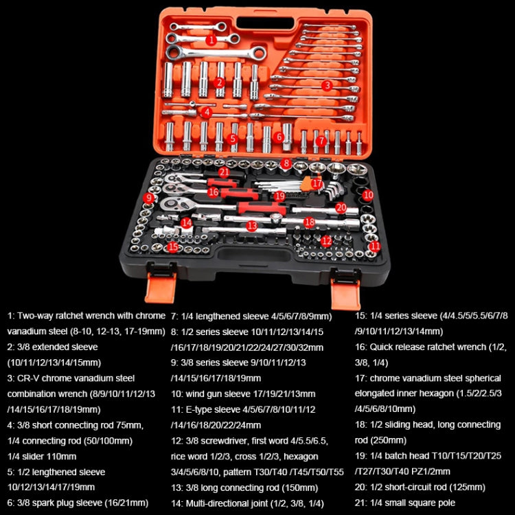 Set chiavi a cricchetto 150 in 1 in acciaio CR-V