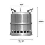 Mini stufa a legna in acciaio inox per campeggio