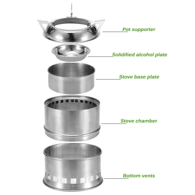 Mini stufa a legna in acciaio inox per campeggio