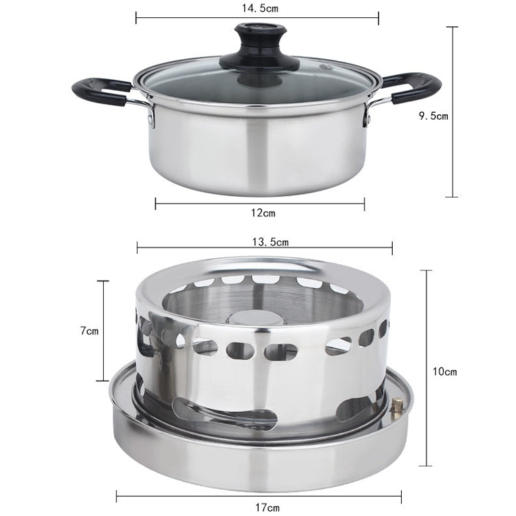 Pentola singola in acciaio inox 14 cm per fornello alcool