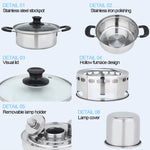 Pentola singola in acciaio inox 14 cm per fornello alcool