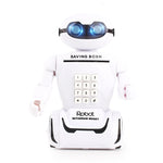 Salvadanaio robot con codice e luce blu per bambini