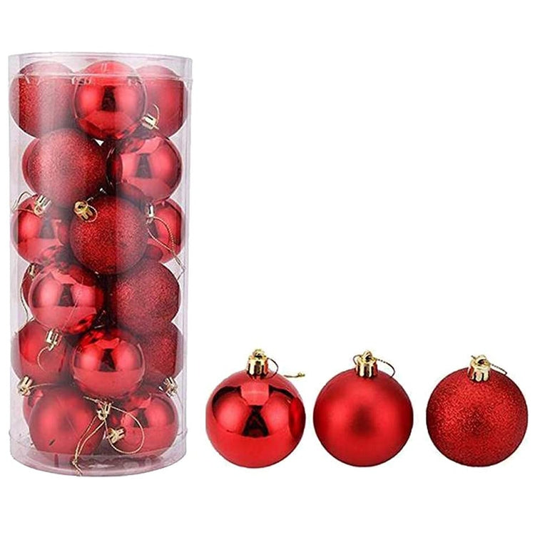 24 decorazioni per albero di Natale in plastica placcata 6 cm