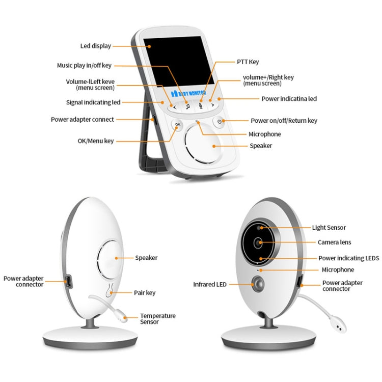 Baby monitor wireless VB605 con schermo LCD a colori da 2,4 pollici - immagine 4