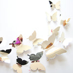 36 Farfalle adesive 3D a specchio per decorare pareti