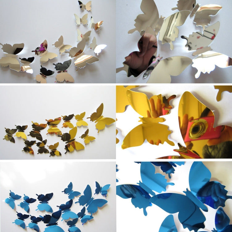 36 Farfalle adesive 3D a specchio per decorare pareti