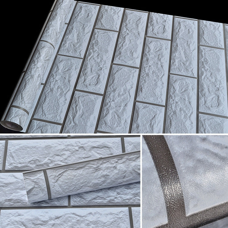 Carta da parati adesiva mattoni grigio argento 3D 45x1000cm