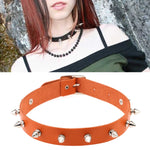 Collare in pelle con rivetti stile punk 41 cm