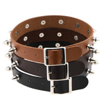 Collare in pelle con rivetti stile punk 41 cm