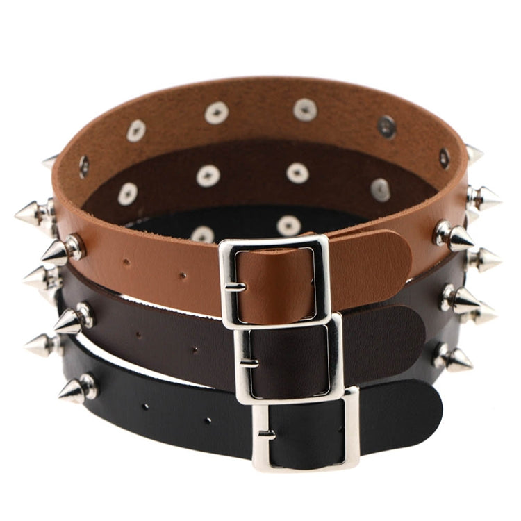 Collare in pelle con rivetti stile punk 41 cm