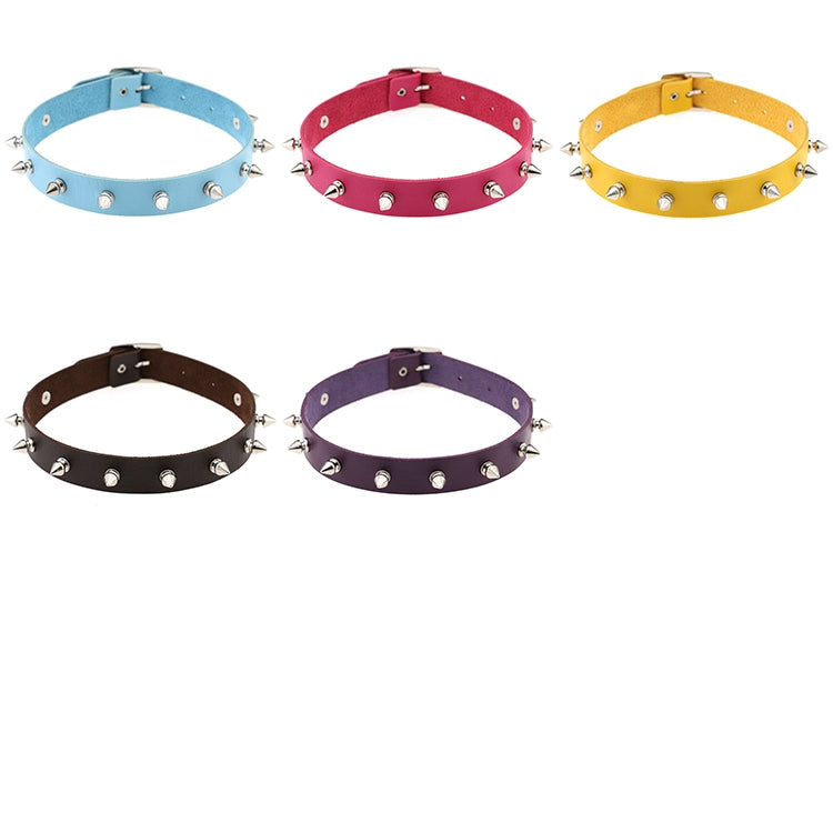 Collare in pelle con rivetti stile punk 41 cm