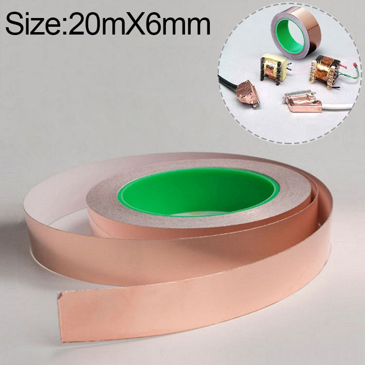 Nastro conduttivo in rame puro biadesivo 20m x 6mm