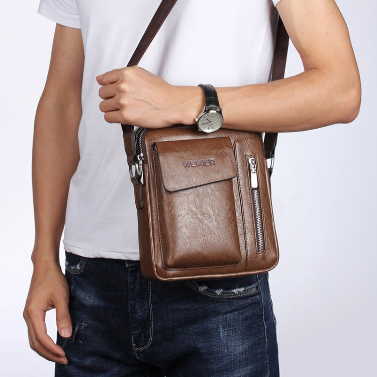 Borsa a tracolla messenger da uomo in pelle PU 24x20x6 cm