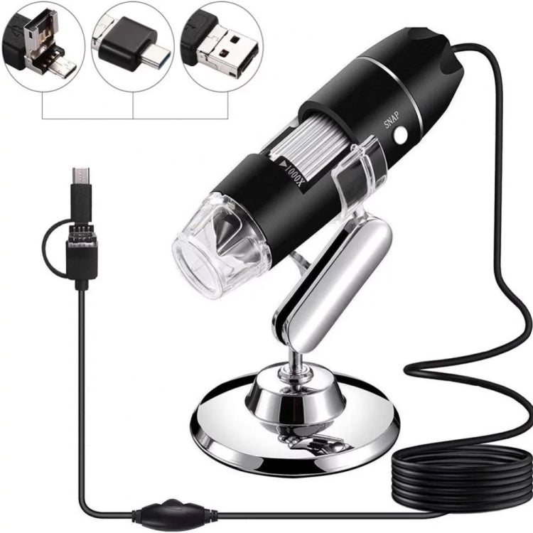 Microscopio digitale USB 1600X con 8 LED e supporto