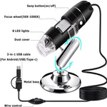 Microscopio digitale USB 1600X con 8 LED e supporto