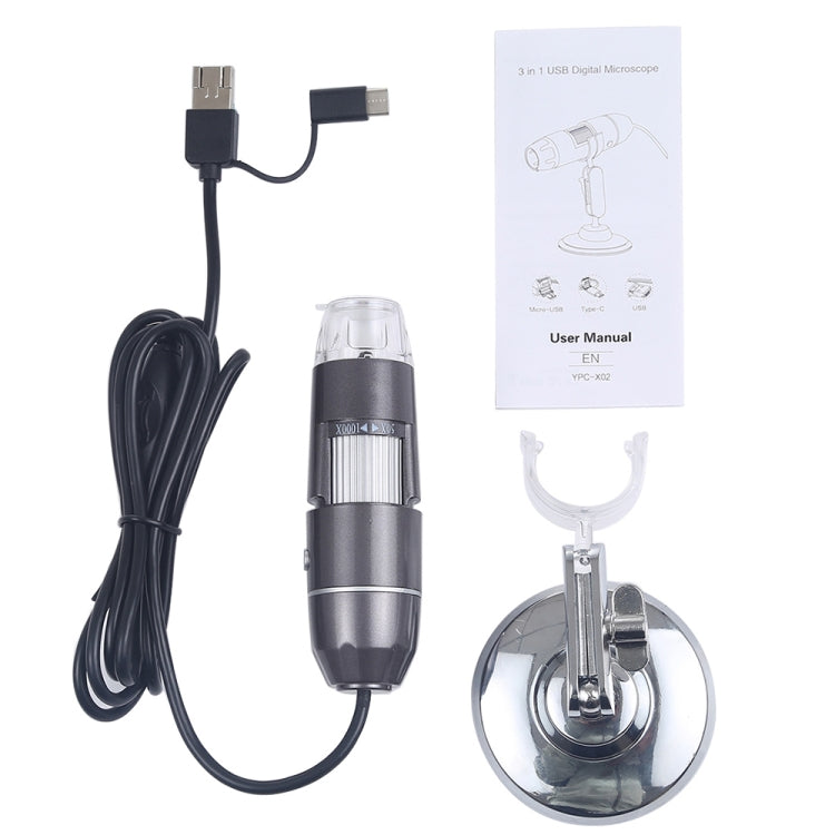 Microscopio digitale USB 1600X con 8 LED e supporto