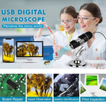 Microscopio digitale USB 1600X con 8 LED e supporto
