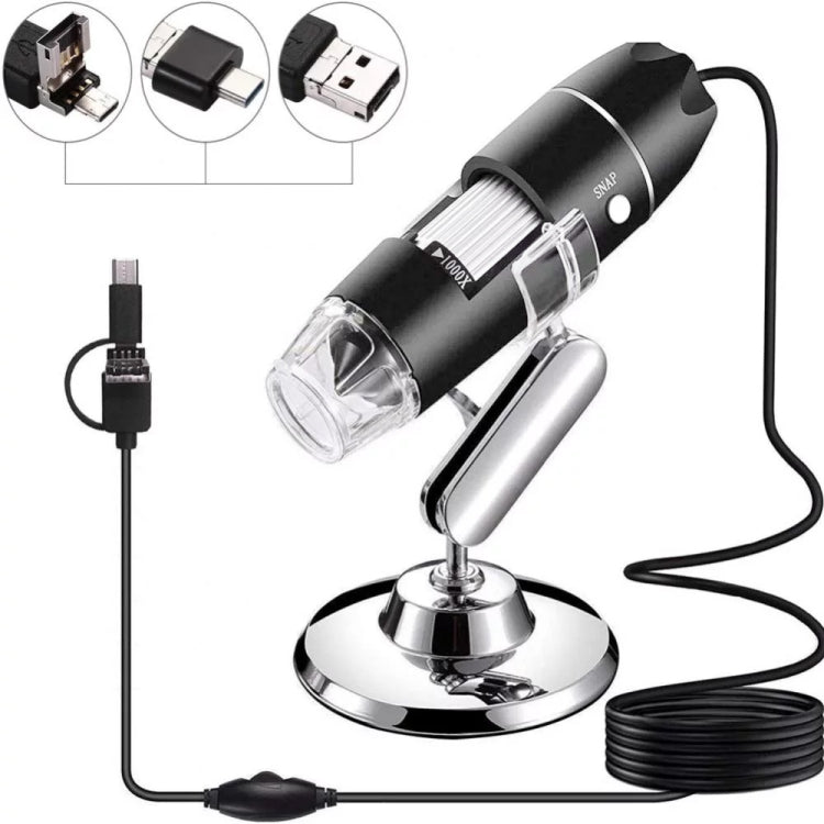 Microscopio digitale USB 1600X con 8 LED e supporto