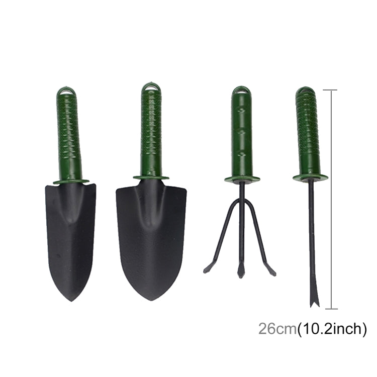 Set attrezzi da giardino 4 pezzi con manico in plastica
