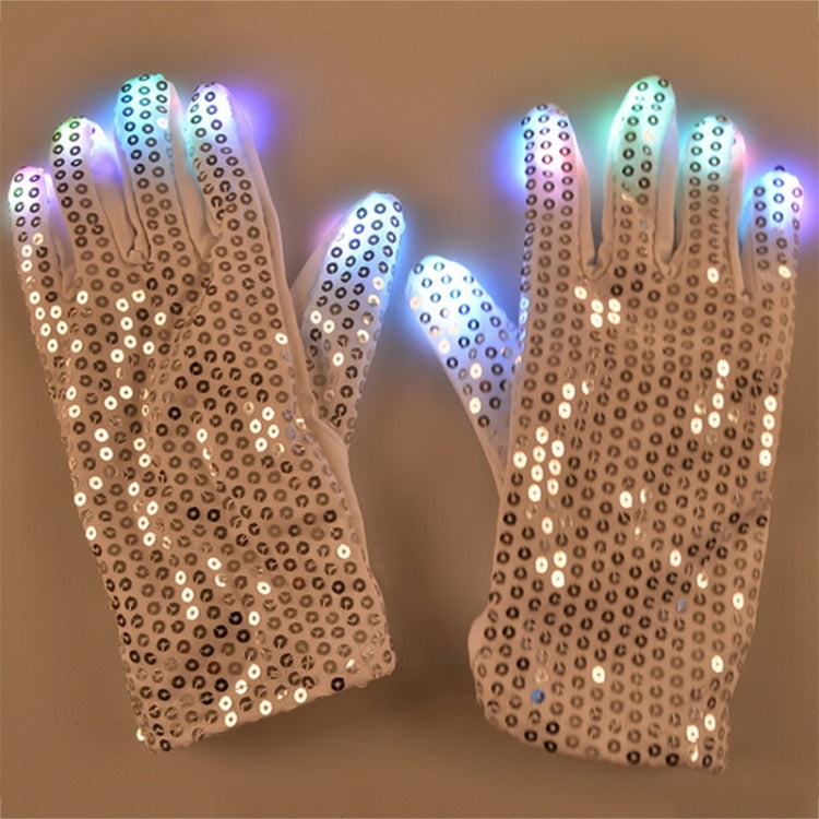 Guanti luminosi con paillettes e LED per feste