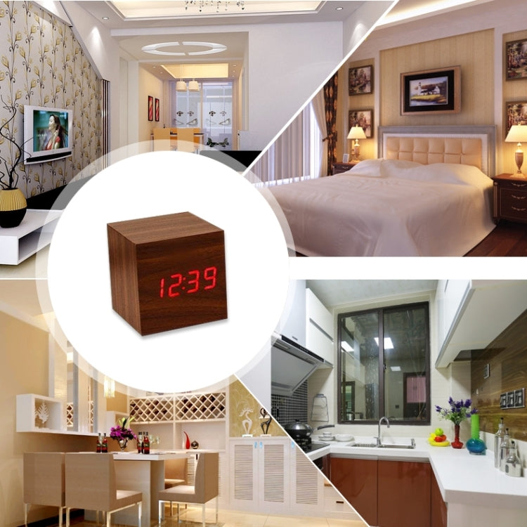 Orologio da tavolo in legno con display LED digitale