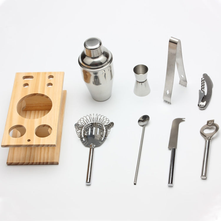 Set strumenti shaker cocktail 9 in 1 in acciaio inox con base leg