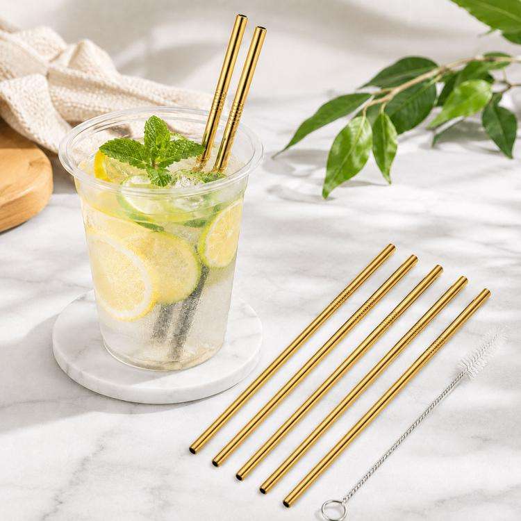 Kit 5 cannucce dritte in acciaio inox 304 con spazzola