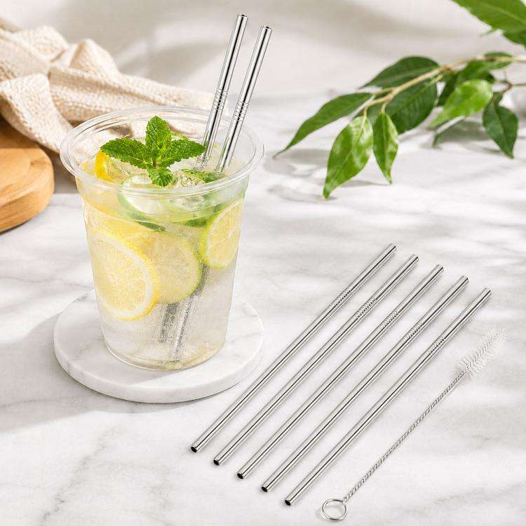 Kit 5 cannucce dritte in acciaio inox 304 con spazzola
