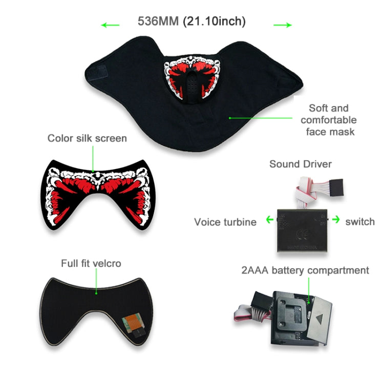 Maschera Halloween LED con controllo vocale 15x12x8 cm
