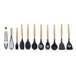 Set utensili da cucina 11 pezzi in silicone e legno