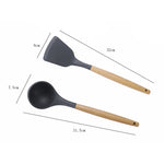 Set utensili da cucina 11 pezzi in silicone e legno