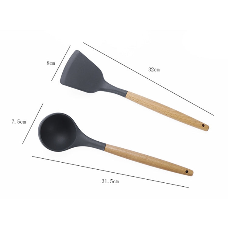 Set utensili da cucina 11 pezzi in silicone e legno