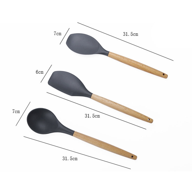 Set utensili da cucina 11 pezzi in silicone e legno