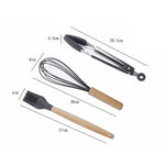Set utensili da cucina 11 pezzi in silicone e legno