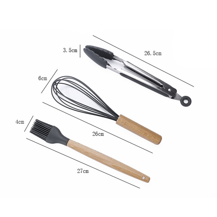 Set utensili da cucina 11 pezzi in silicone e legno