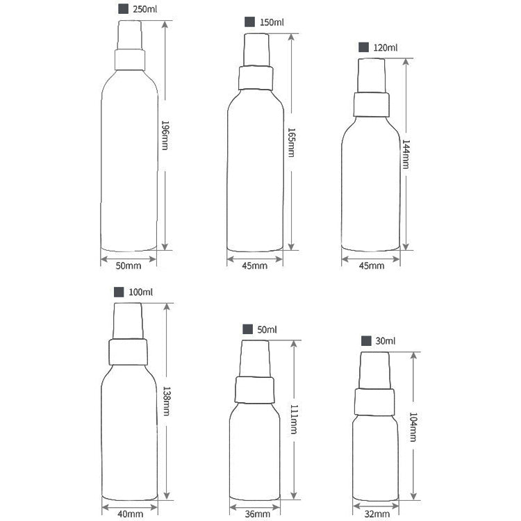 Bottiglia in alluminio con atomizzatore vetro 100 ml