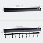 Portaoggetti da parete cucina in alluminio 70 cm nero