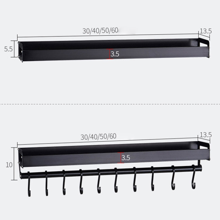 Portaoggetti da parete cucina in alluminio 70 cm nero