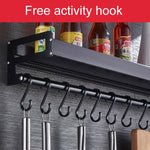 Portaoggetti da parete cucina in alluminio 70 cm nero