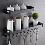 Portaoggetti da parete cucina in alluminio 70 cm nero