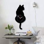 Orologio da parete a forma di gatto 42x18 cm