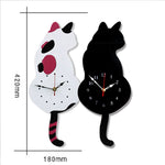 Orologio da parete a forma di gatto 42x18 cm