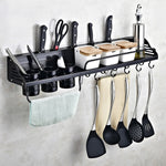 Portaoggetti cucina a parete 80 cm con 2 tazze e 10 ganci
