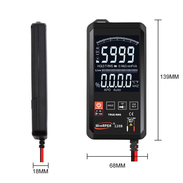 Multimetro digitale intelligente touch ultrasottile con display inverso HY128B Multimetro con valore effettivo completamente automatico ad alta precisione, HY128B