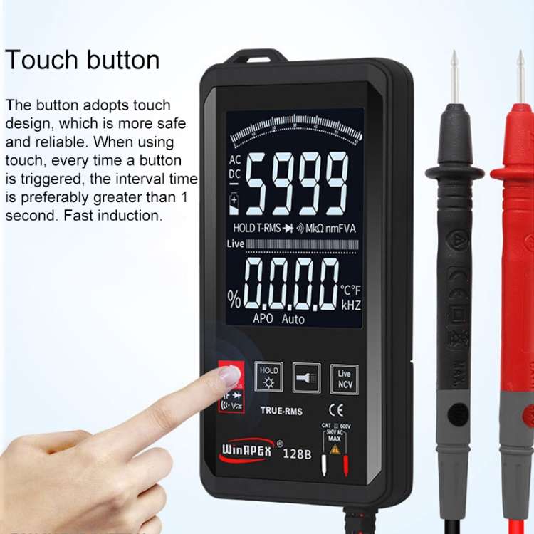 Multimetro digitale intelligente touch ultrasottile con display inverso HY128B Multimetro con valore effettivo completamente automatico ad alta precisione, HY128B