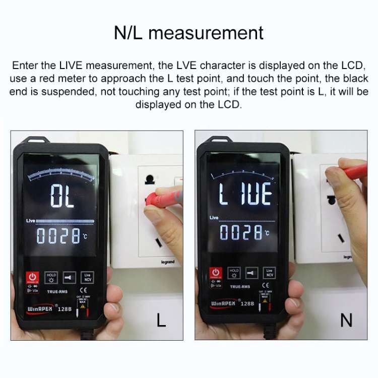 Multimetro digitale intelligente touch ultrasottile con display inverso HY128B Multimetro con valore effettivo completamente automatico ad alta precisione, HY128B