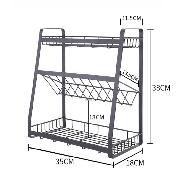 Portaspezie a 3 strati in ferro per cucina 40x36x19 cm