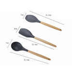 Set utensili cucina silicone e legno 9 in 1 con secchio