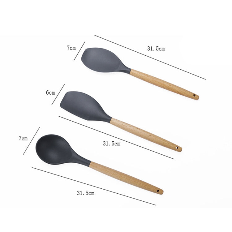 Set utensili cucina silicone e legno 9 in 1 con secchio