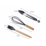 Set utensili cucina silicone e legno 9 in 1 con secchio